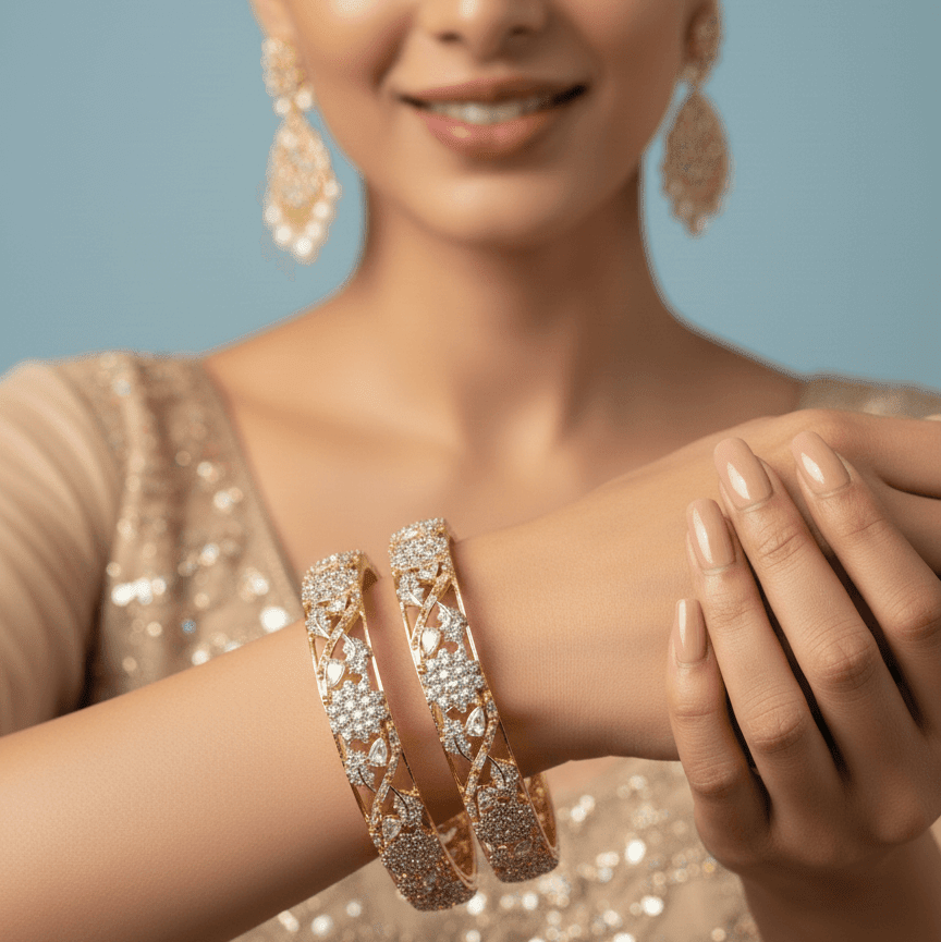 Zirconia Regal Two - Tone Cuffs - Pehnaawaa