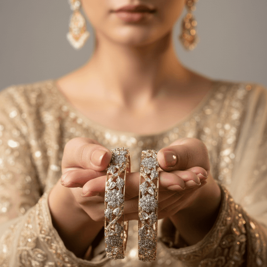 Zirconia Regal Two - Tone Cuffs - Pehnaawaa