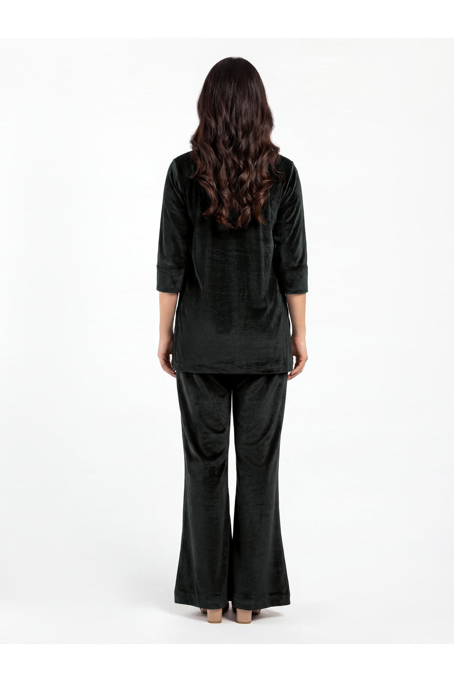 Charcoal Velvet 2-Piece Set | Crystal Embellished Top