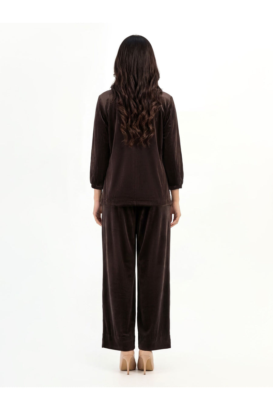 Chocolate Velvet 3-Piece Co-ord Set | Tailored Blazer
