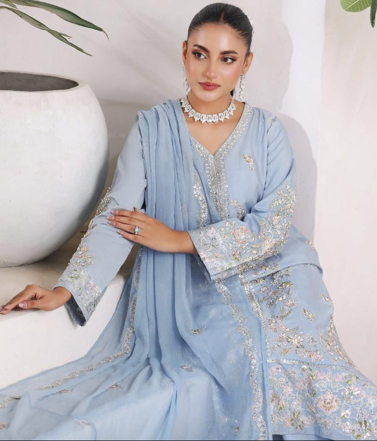 Royal Crystal Aura | 3piece embellished ready to wear women luxury pret