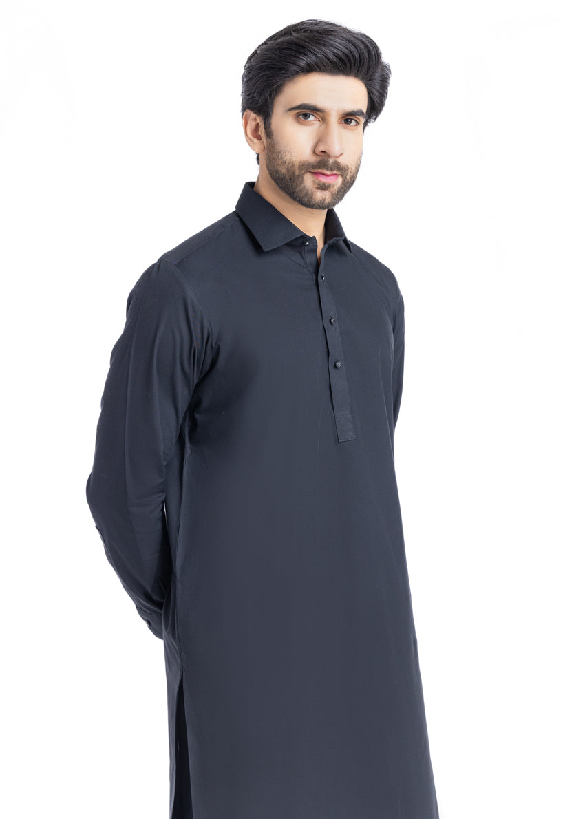 Black-Cotton-Shalwar Suit - (MP2PSBW25ADD6) - Pehnaawaa