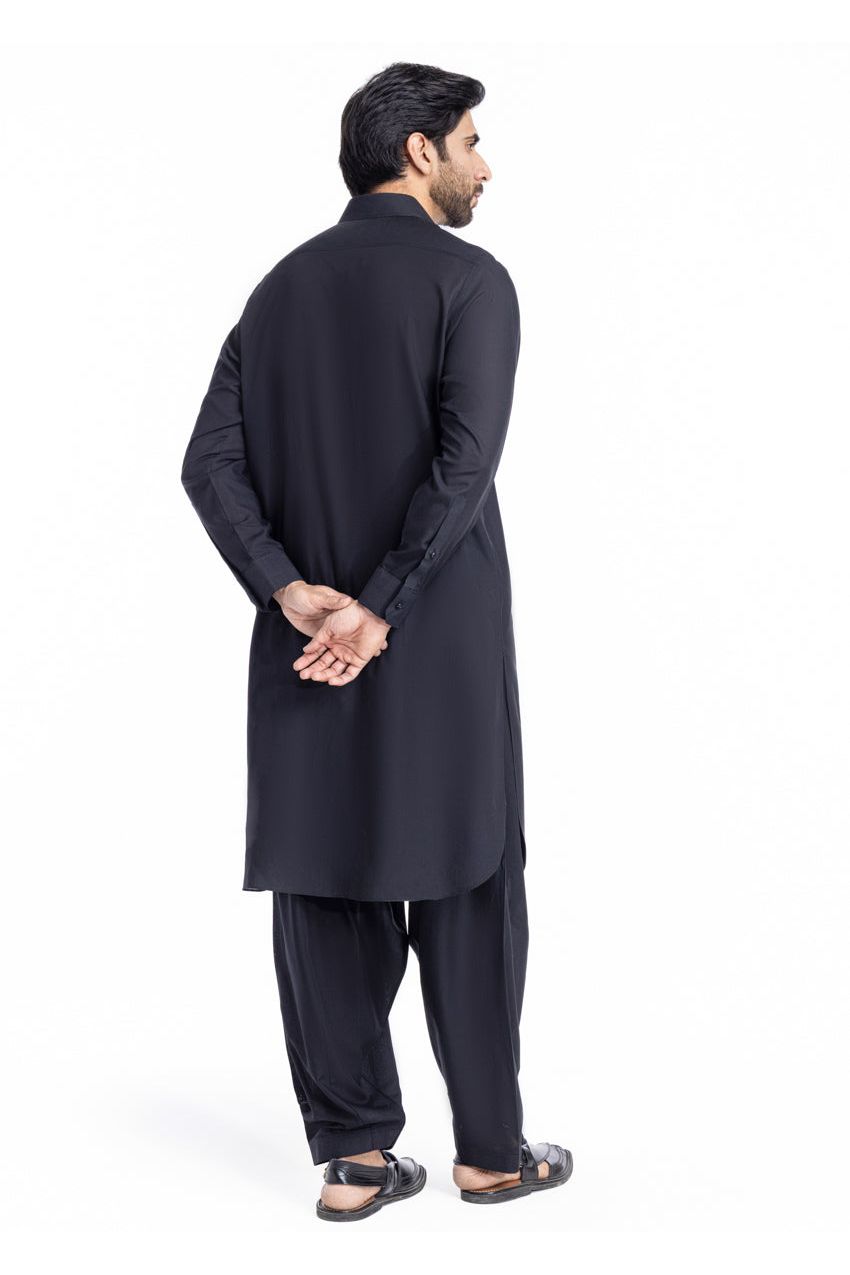 Midnight Navy Silk 2-Piece Salwar Suit | Tailored Kurta