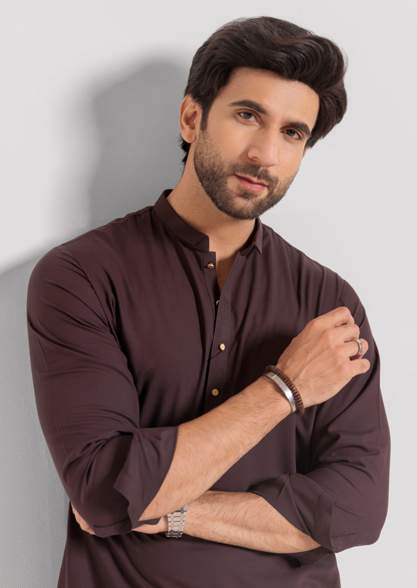 D-Brown-Blended-Kurta Shalwar - (M25KSS1011) - Pehnaawaa