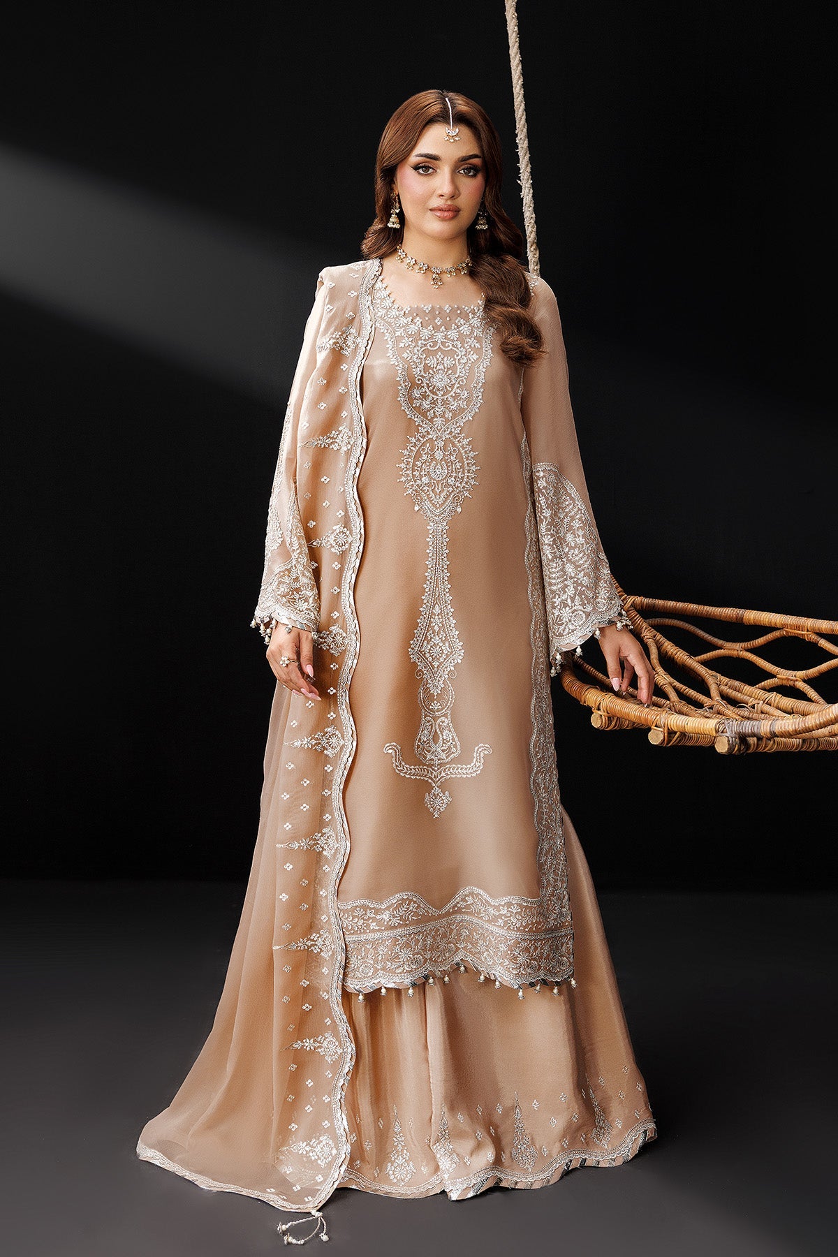 Midnight Onyx – Embroidered Chiffon 3-Piece Luxury Formal Suit