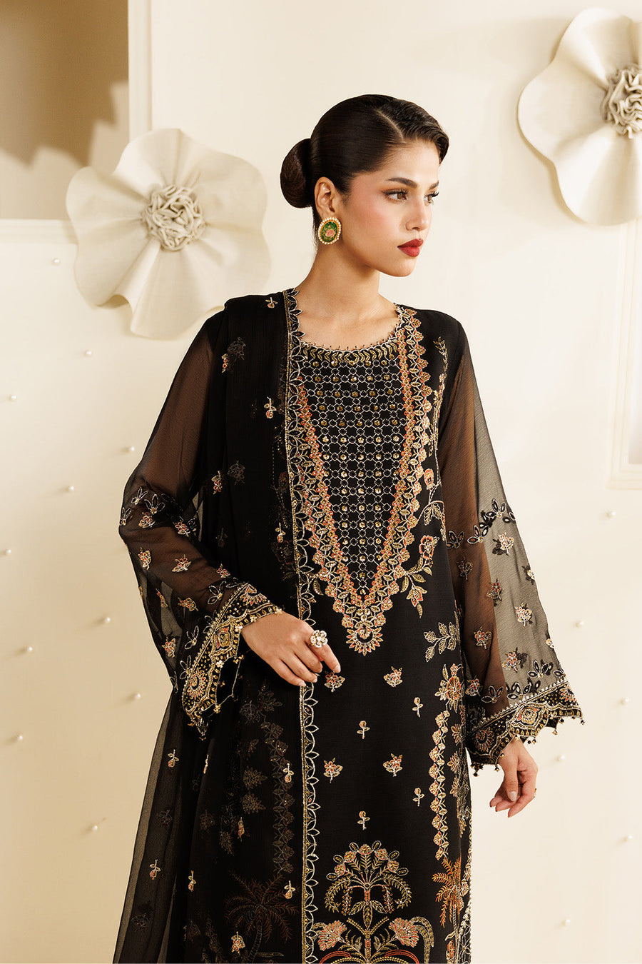 Halo Embroidered Chiffon 3-Piece Formal Suit