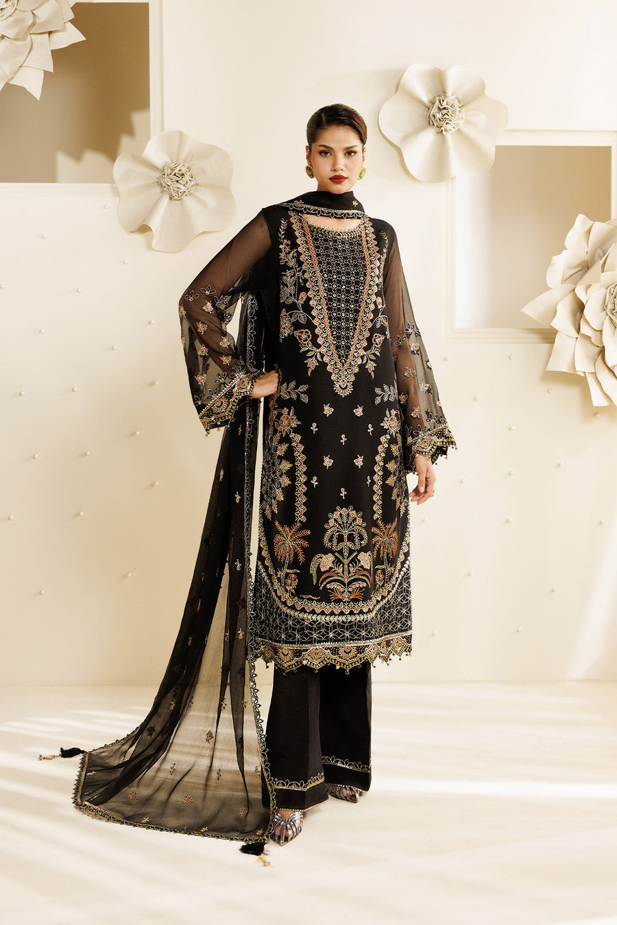 Halo Embroidered Chiffon 3-Piece Formal Suit