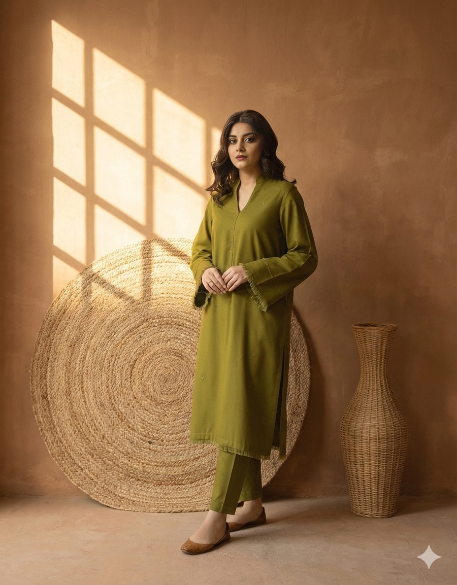Green Elegance | 3-Piece Stitched Suit