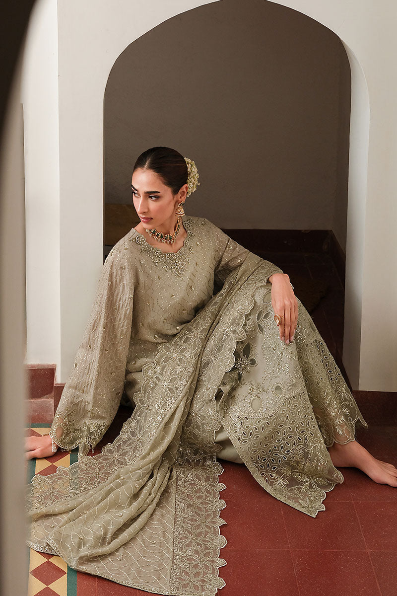 ASHEN DREAM-3PC SILK EMBROIDERED PRET - Pehnaawaa
