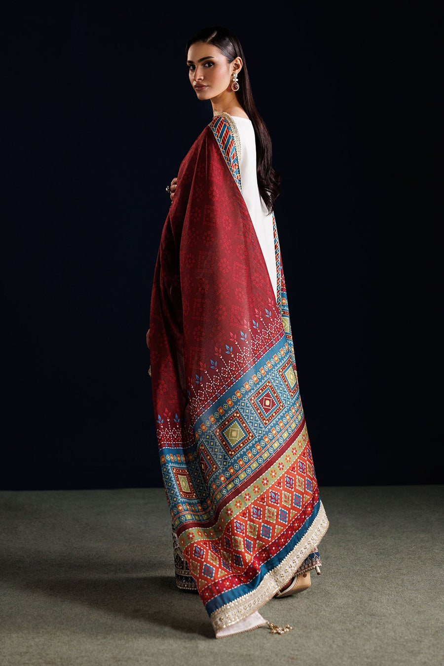 Embroidered Chiffon 3-Piece Formal Suit with Katan Silk Dupatta