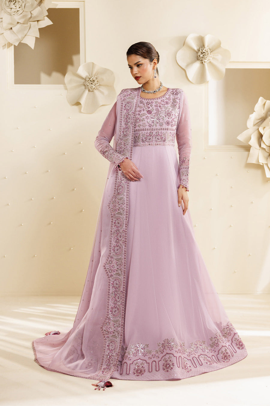 Feather Embroidered Chiffon 3-Piece Formal Suit