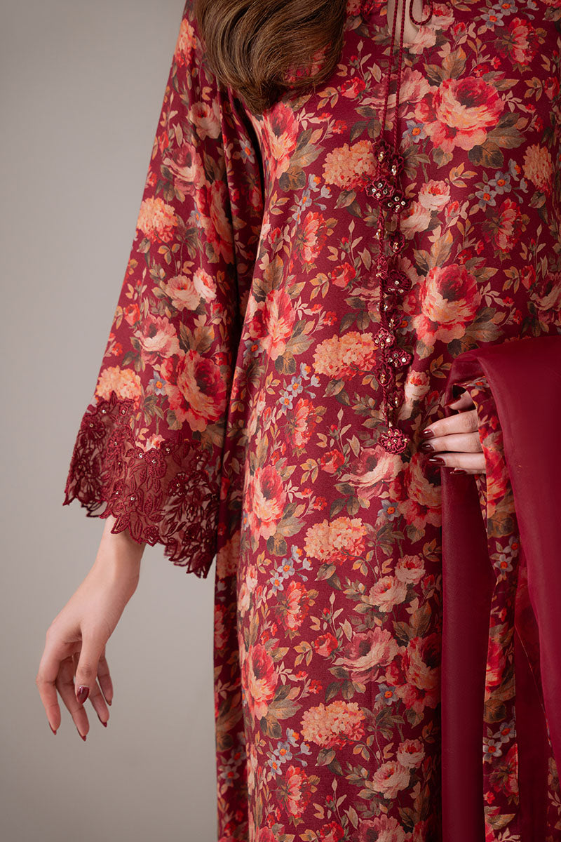 SCARLET SUNSET-2 PC (SHIRT & DUPATTA) - Pehnaawaa
