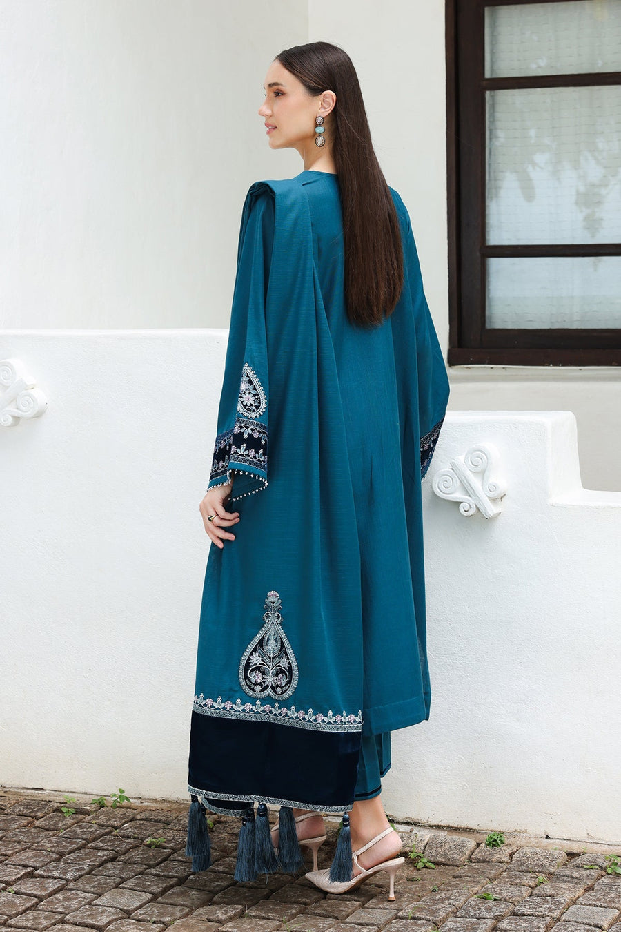 Embroidered Khaddar 3-Piece Pret Suit with Shawl