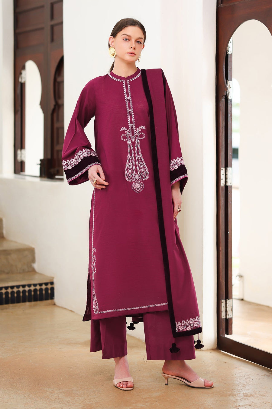 Embroidered Khaddar 3-Piece Pret Suit with Dupatta