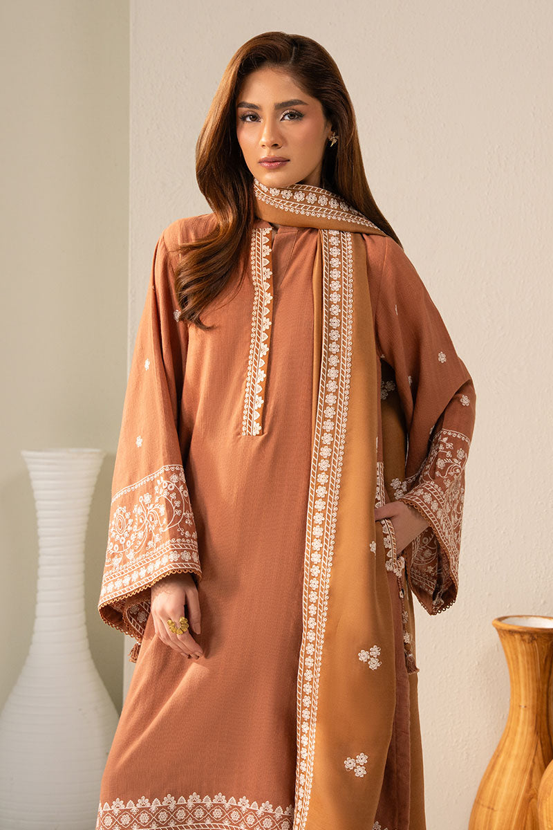 PEACH CARAMEL-2PC (SHIRT & DUPATTA) - Pehnaawaa