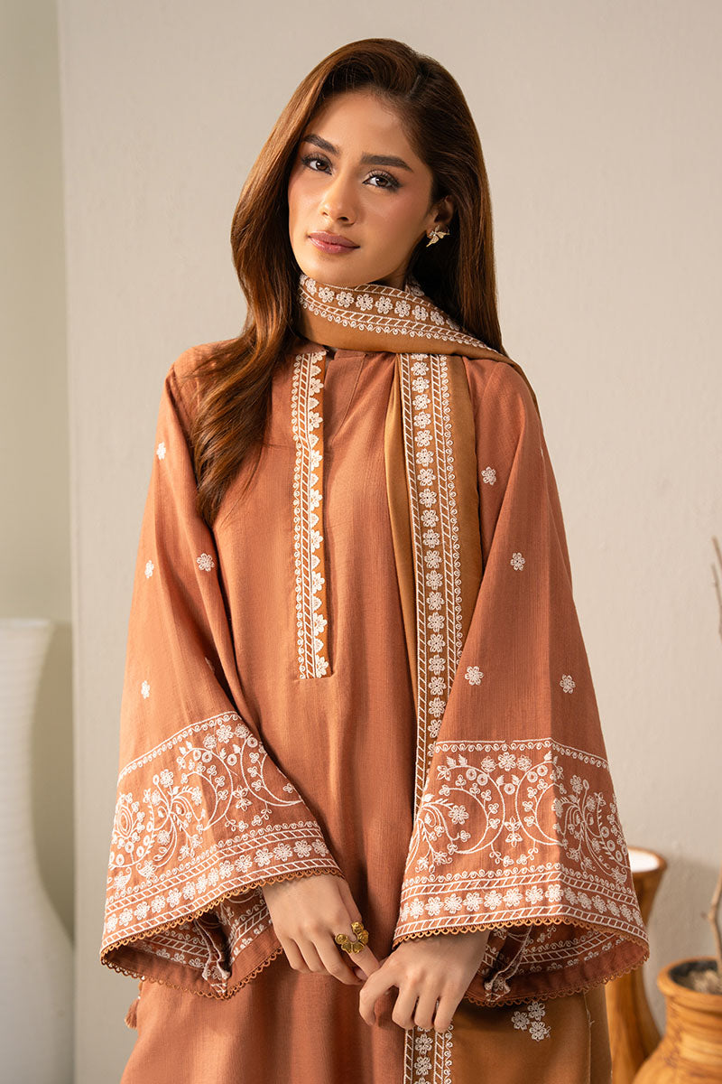 PEACH CARAMEL-2PC (SHIRT & DUPATTA) - Pehnaawaa
