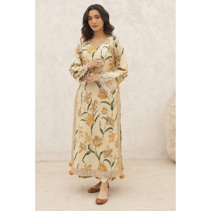Ivory Flora 2-Piece Stitched Suit