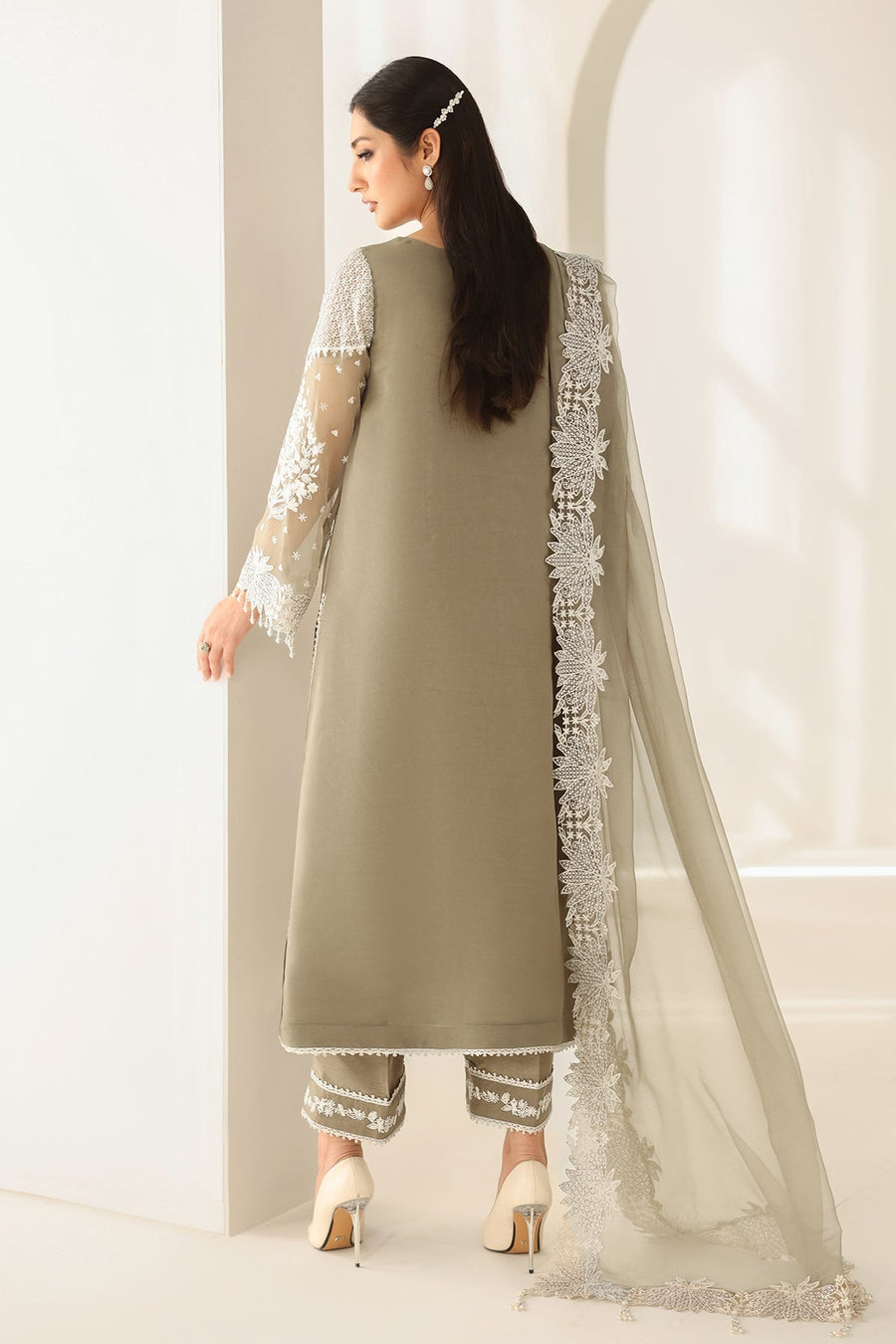 Embroidered Chiffon 3-Piece Formal Suit