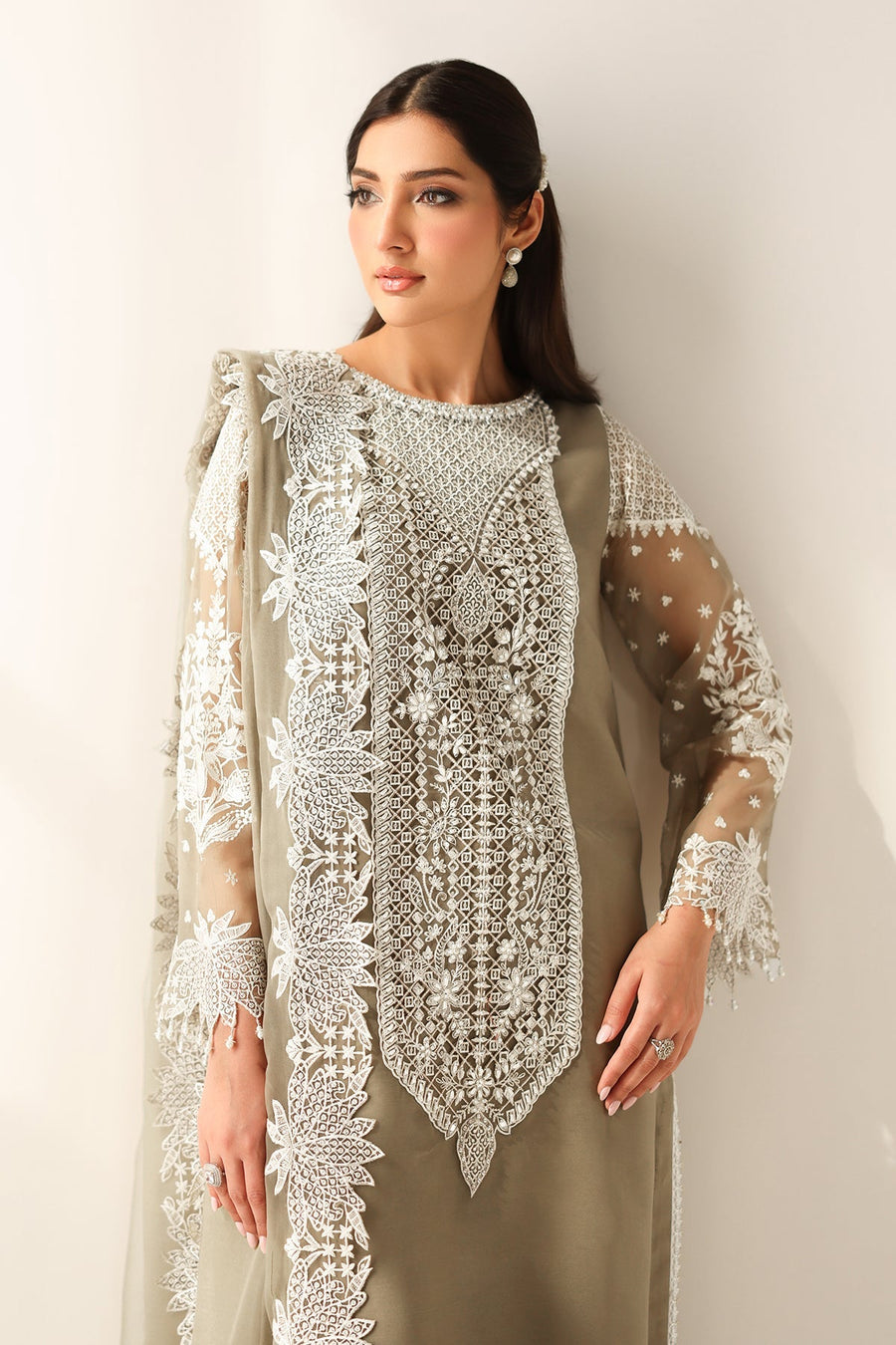 Embroidered Chiffon 3-Piece Formal Suit