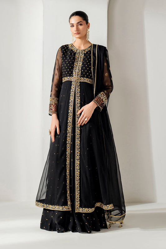 Black Embroidered Chiffon Frock with Dupatta | PR-1164