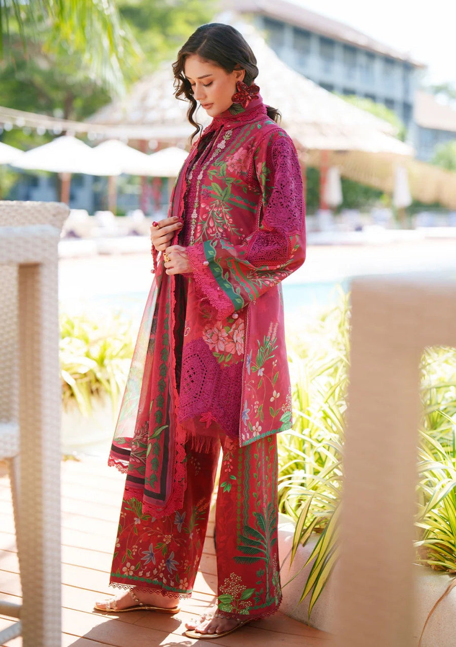 Amaira Dark Maroon Printed Chikankari Lawn Suit with Chiffon Dupatta - Pehnaawaa