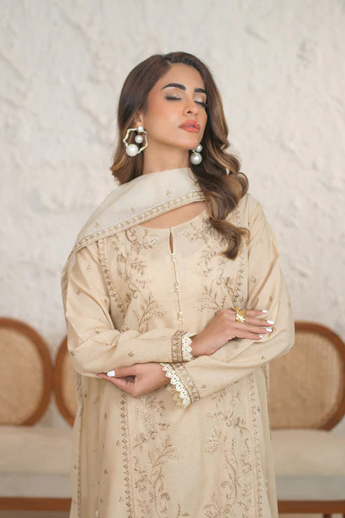 3 Piece - Embroidered Naps Lawn Suit PB01076

