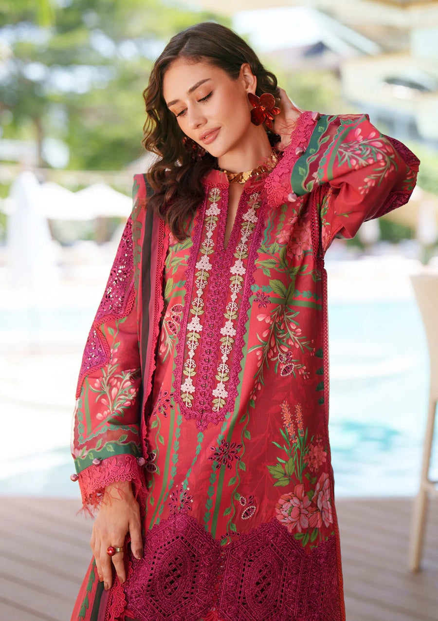 Amaira Dark Maroon Printed Chikankari Lawn Suit with Chiffon Dupatta - Pehnaawaa