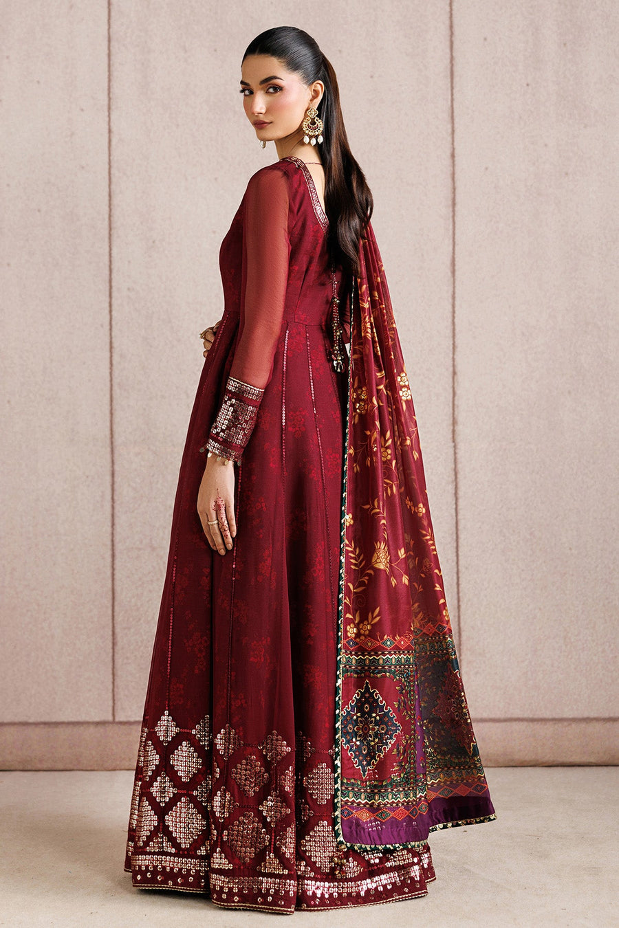 Embroidered Chiffon 3-Piece Formal Suit with Tissue Silk Dupatta