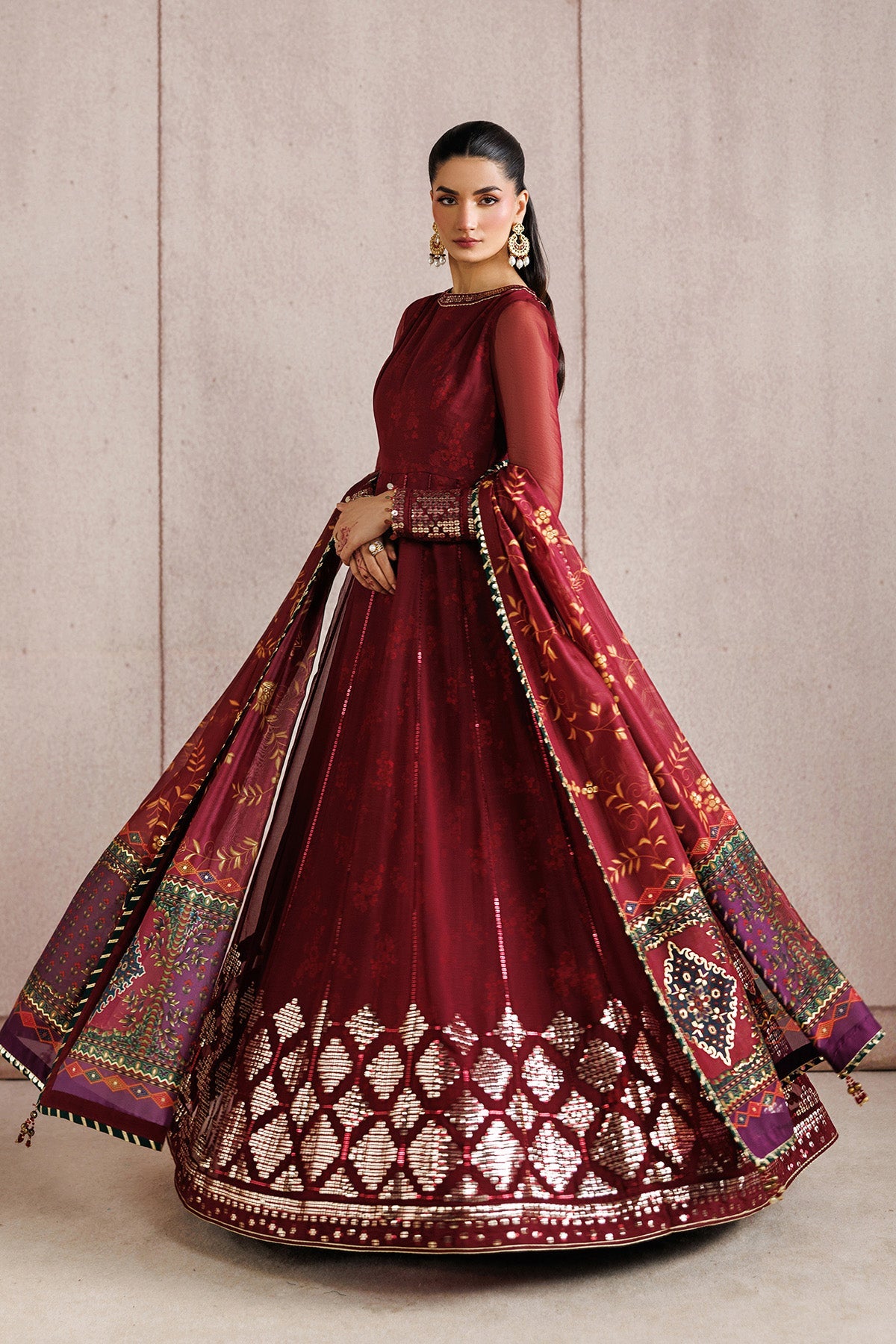 Embroidered Chiffon 3-Piece Formal Suit with Tissue Silk Dupatta