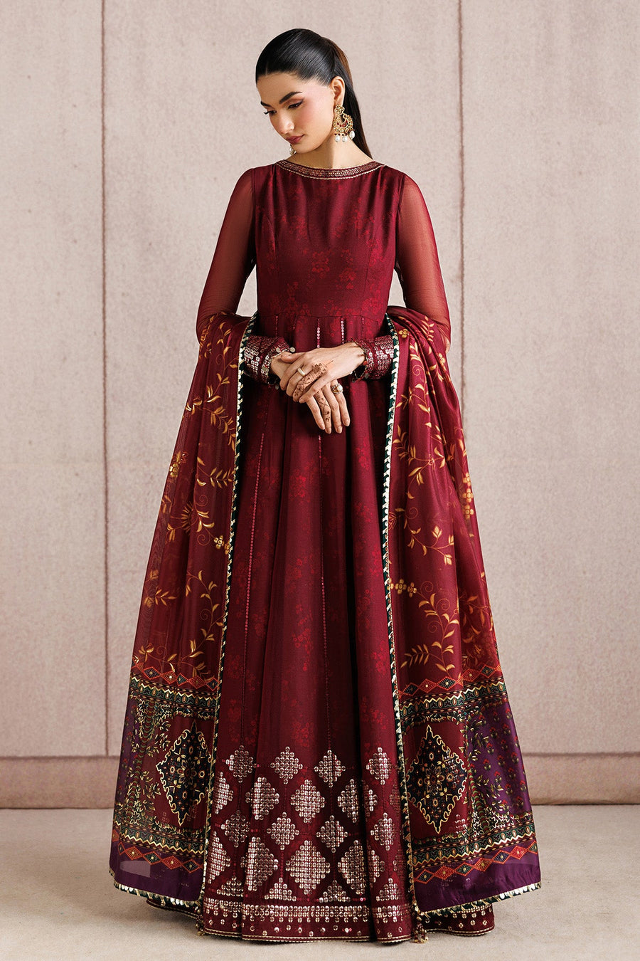 Embroidered Chiffon 3-Piece Formal Suit with Tissue Silk Dupatta