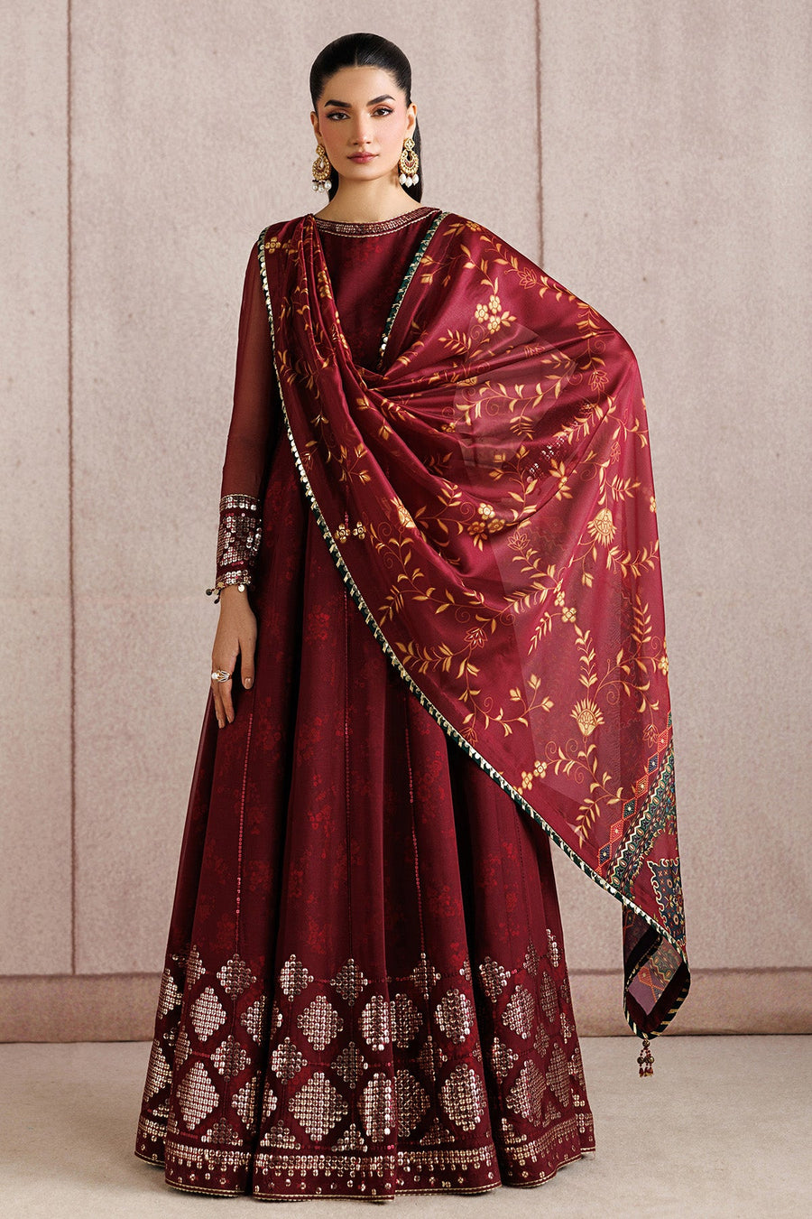 Embroidered Chiffon 3-Piece Formal Suit with Tissue Silk Dupatta