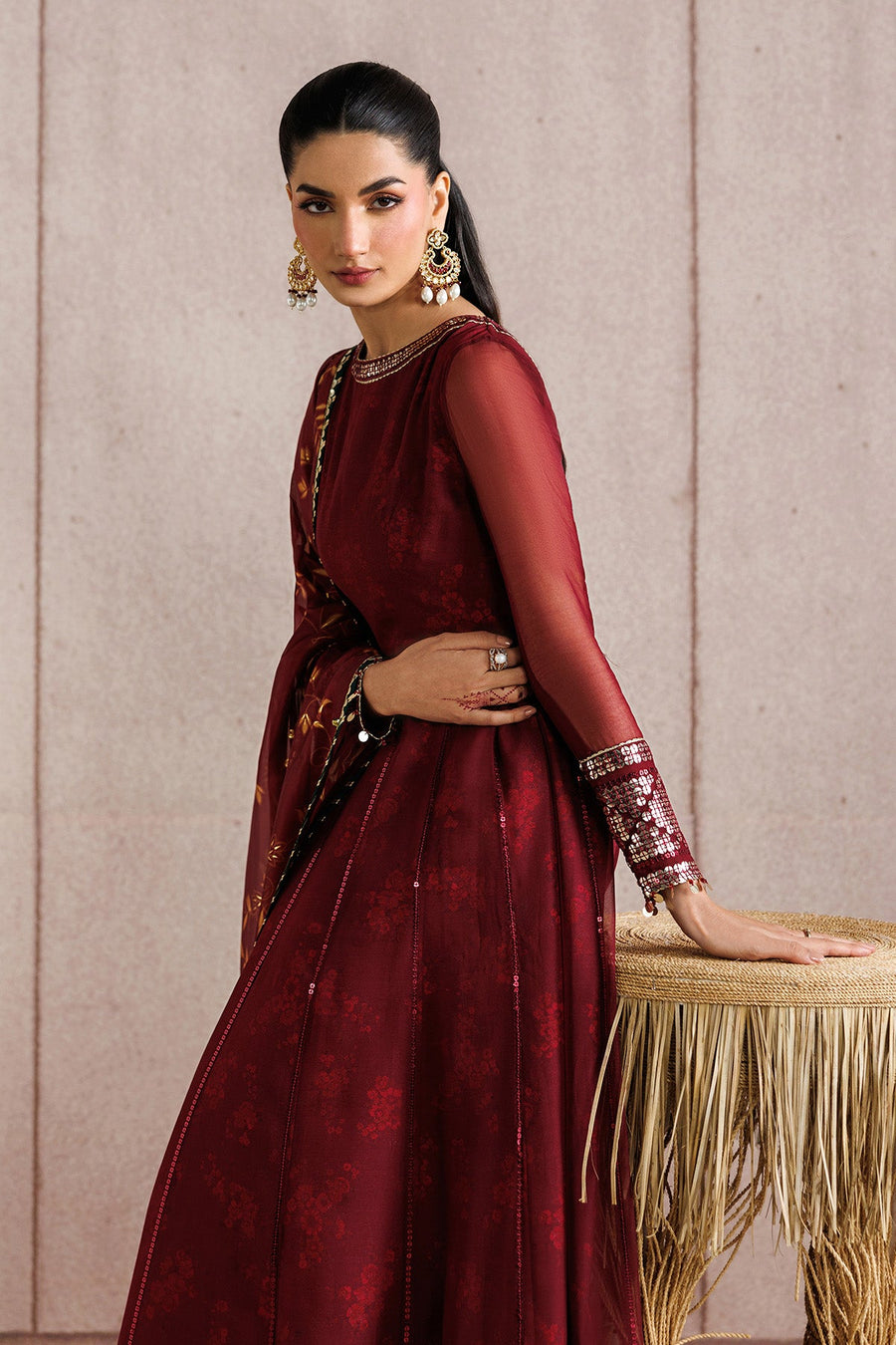 Embroidered Chiffon 3-Piece Formal Suit with Tissue Silk Dupatta