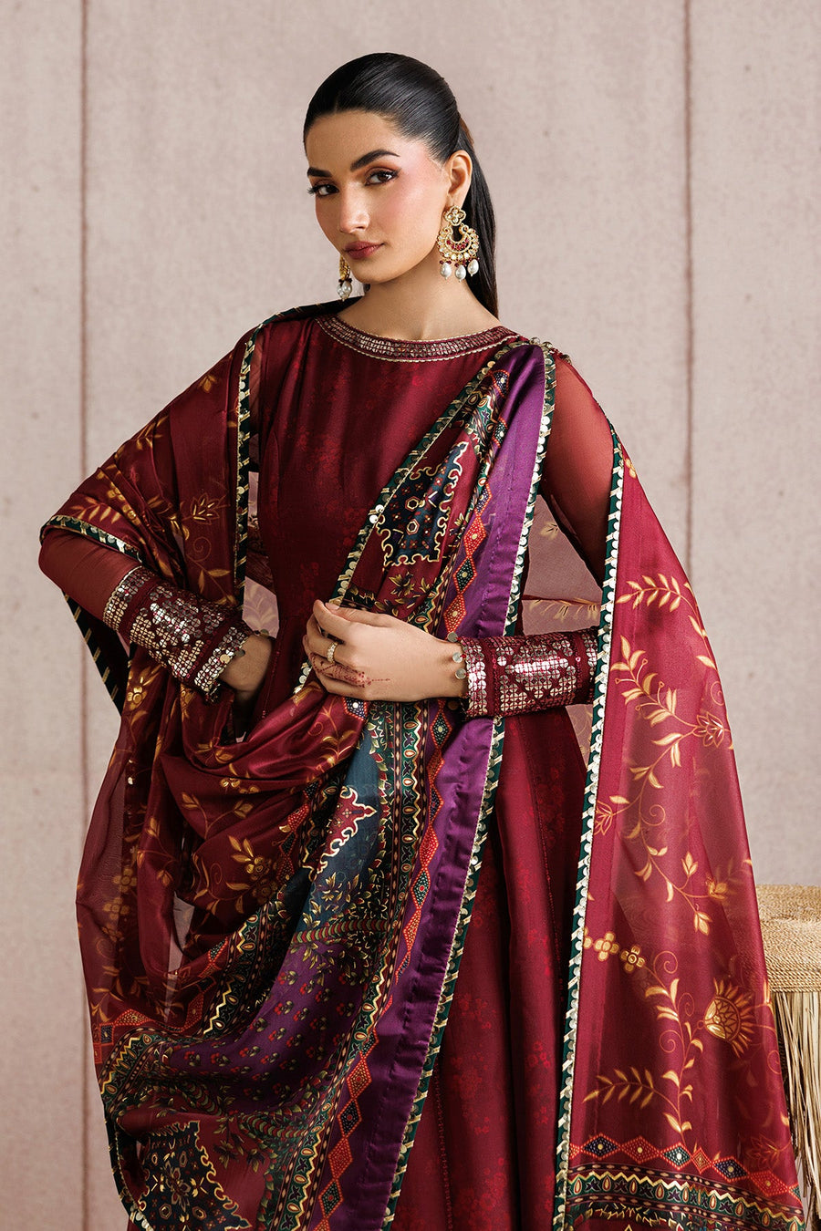 Embroidered Chiffon 3-Piece Formal Suit with Tissue Silk Dupatta