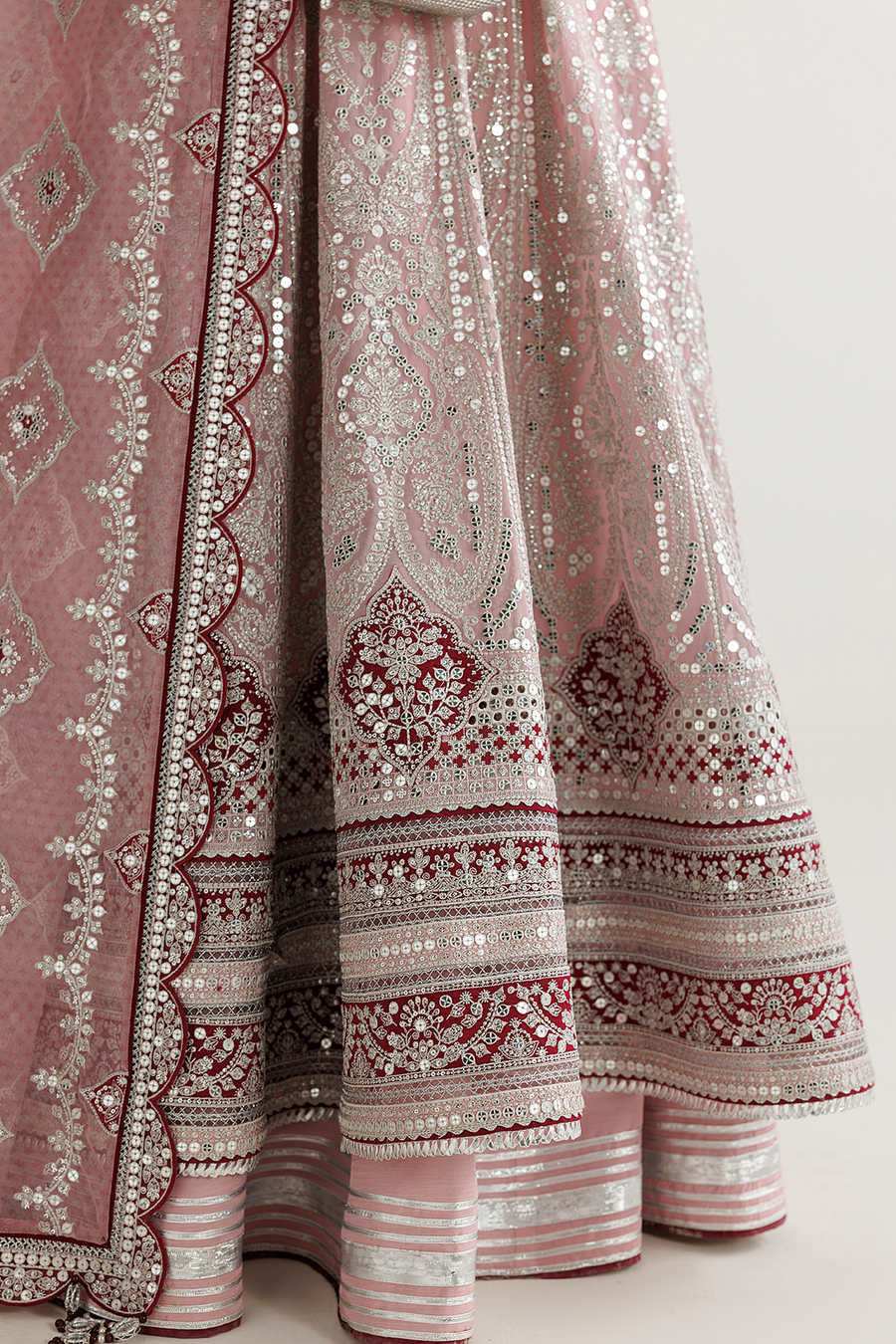 Blush Pink Embroidered Georgette Chiffon 3-Piece Suit with Organza Dupatta