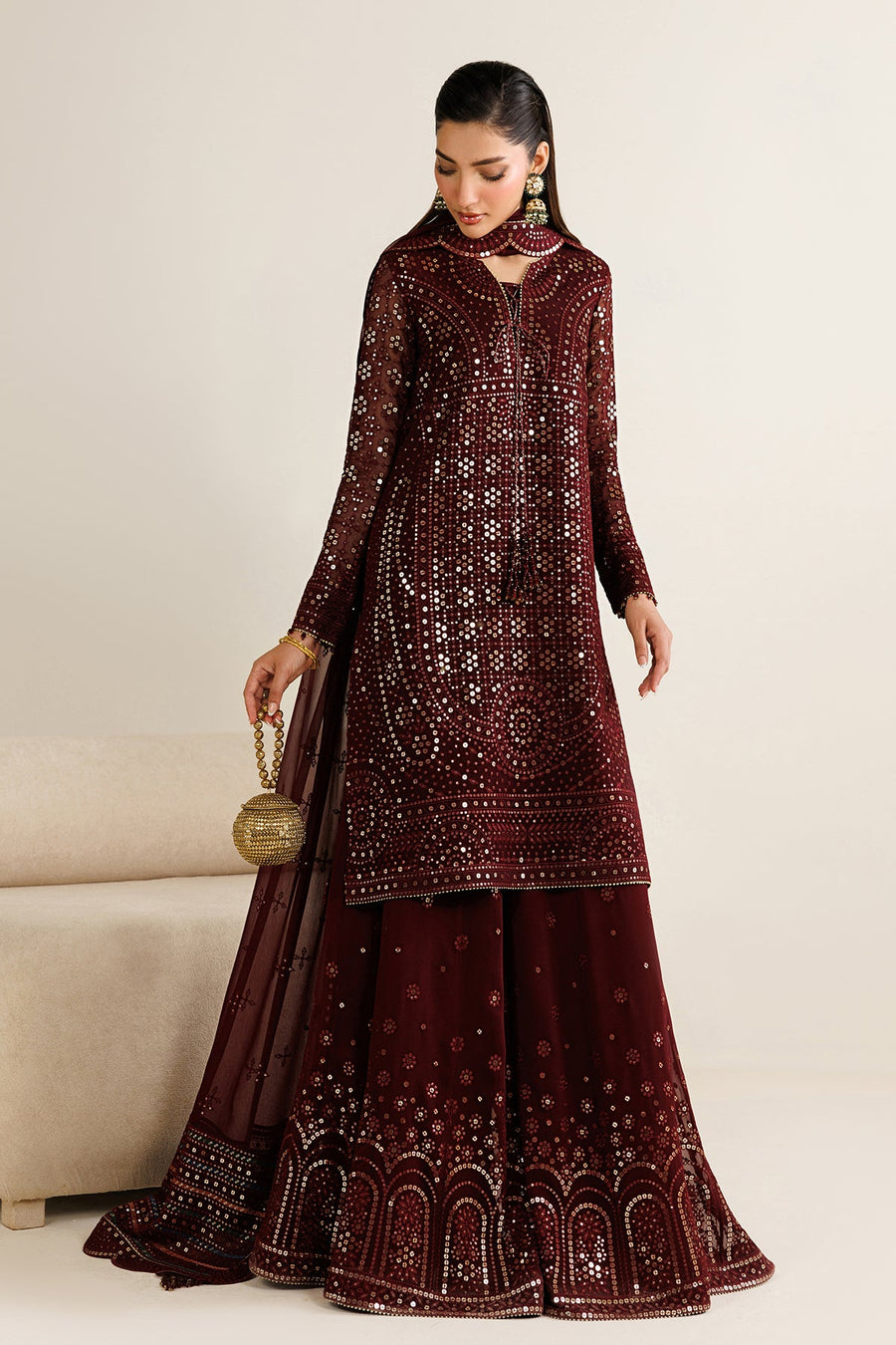 Embroidered Chiffon 3-Piece Formal Suit with Embroidered Dupatta