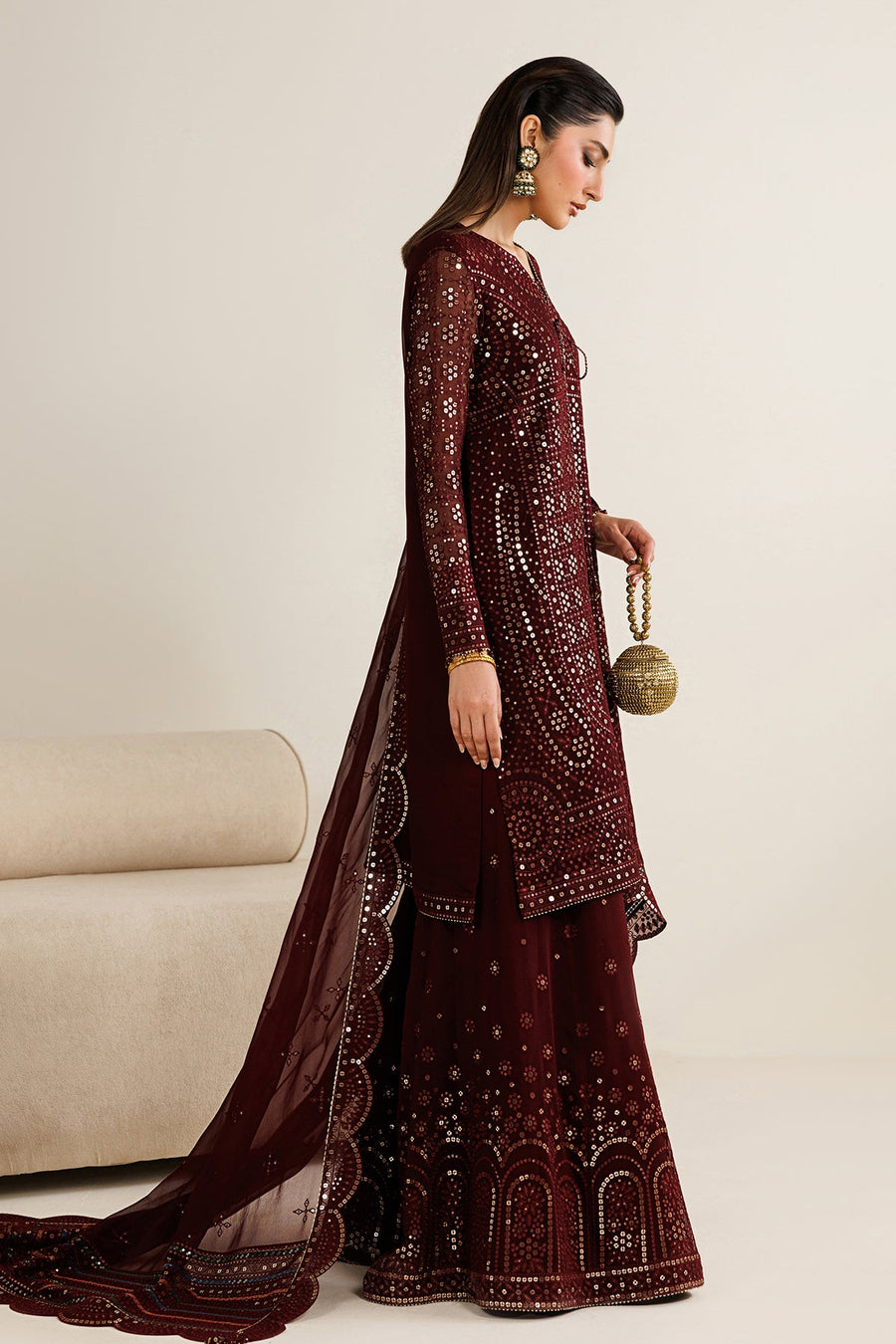Embroidered Chiffon 3-Piece Formal Suit with Embroidered Dupatta