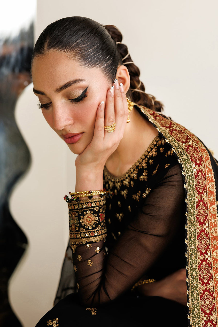 Embroidered Chiffon 3-Piece Formal Suit with Chiffon Dupatta