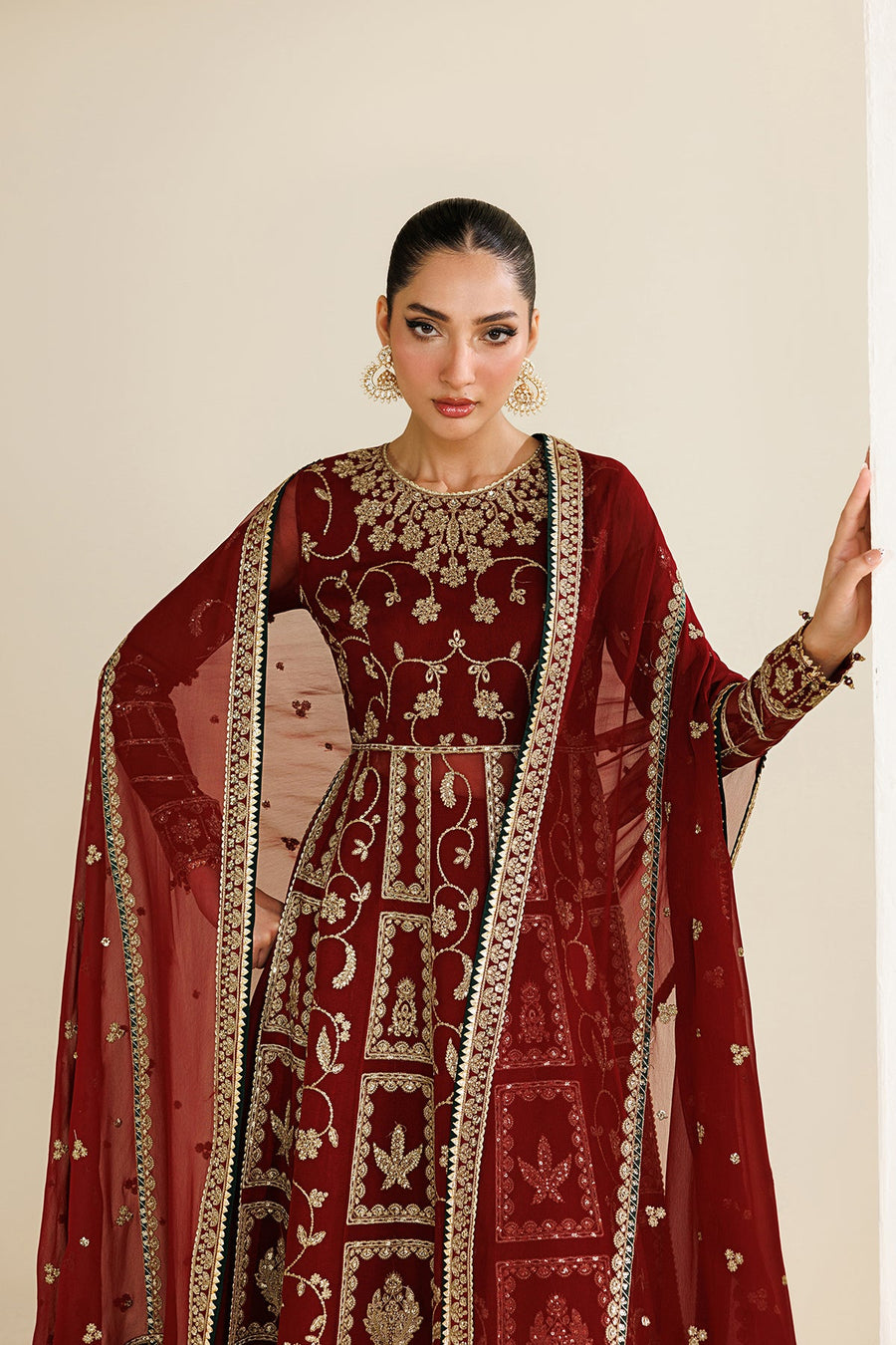 Embroidered Chiffon 3-Piece Formal Suit with Embroidered Dupatta