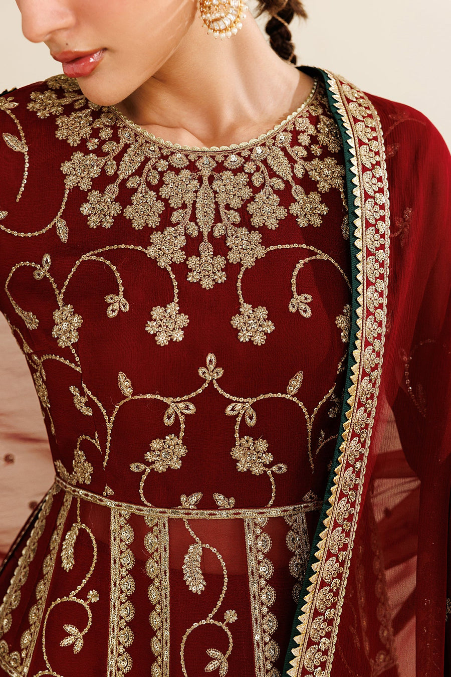 Embroidered Chiffon 3-Piece Formal Suit with Embroidered Dupatta