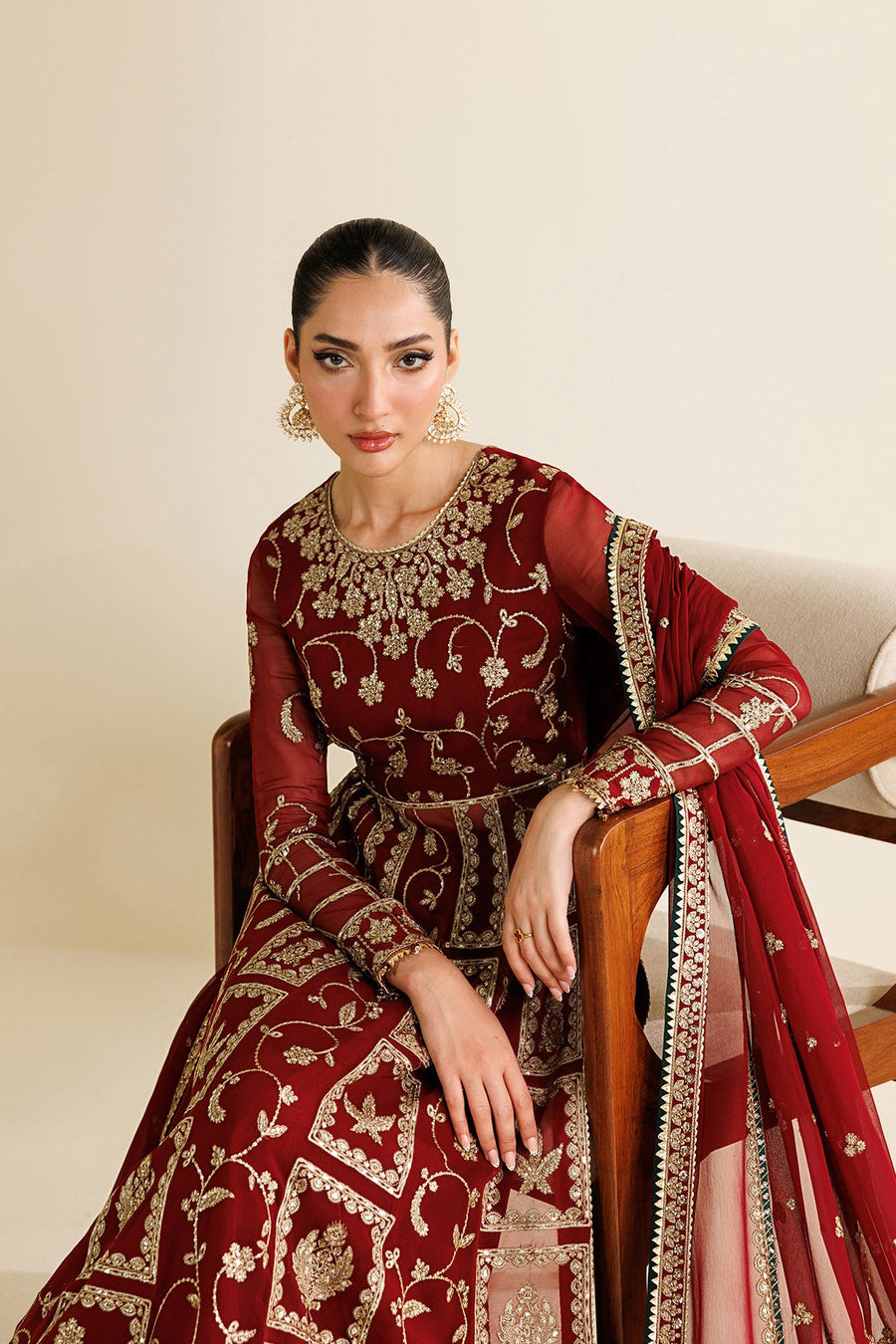 Embroidered Chiffon 3-Piece Formal Suit with Embroidered Dupatta