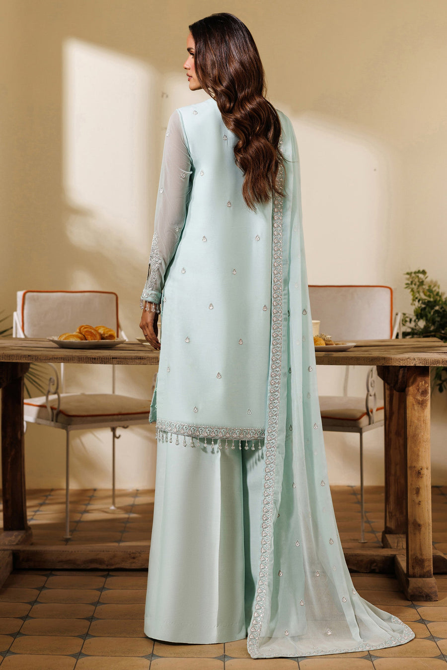 Embroidered Chiffon Sharara Suit | EMC 21