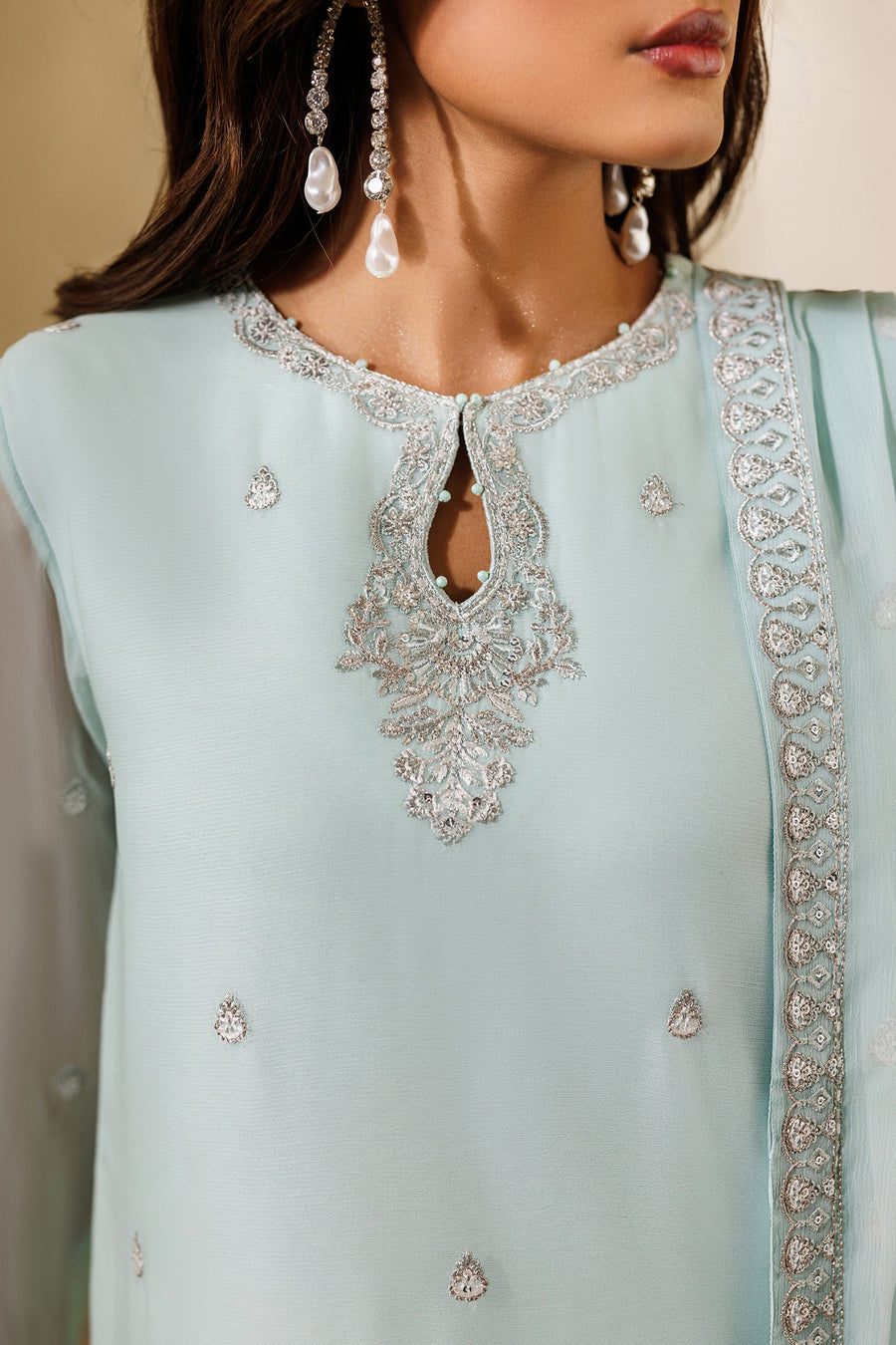 Embroidered Chiffon Sharara Suit | EMC 21