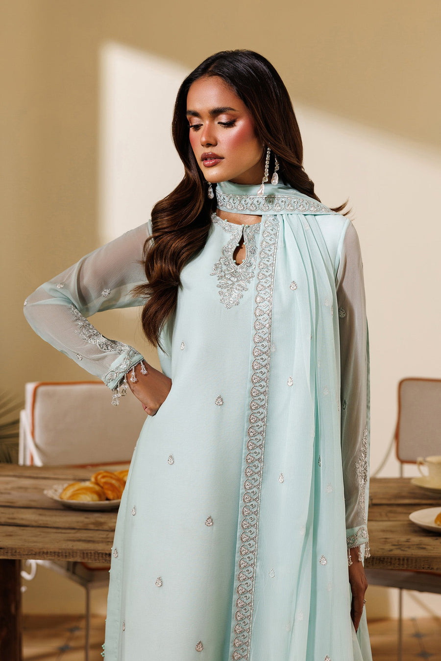 Embroidered Chiffon Sharara Suit | EMC 21