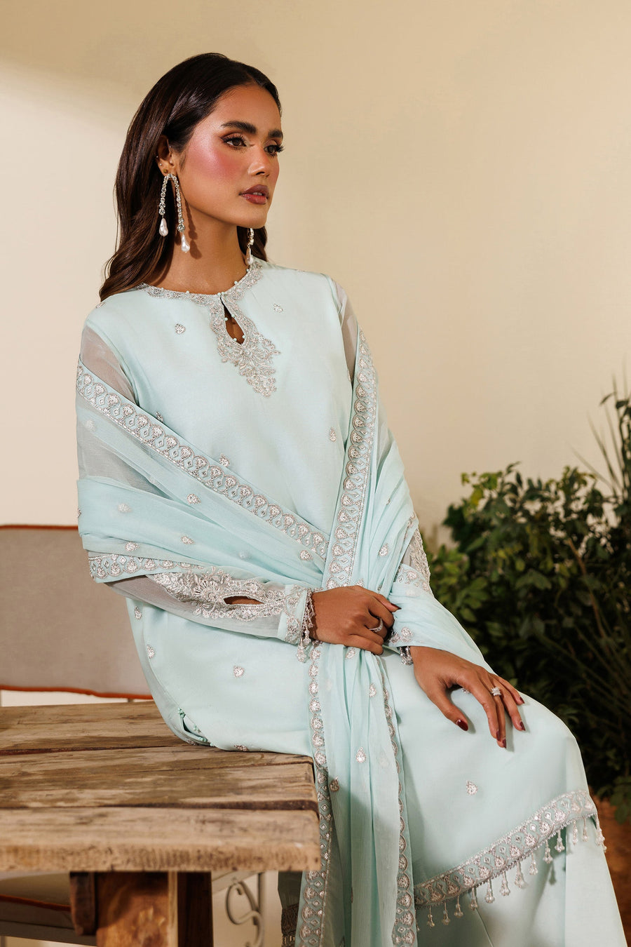 Embroidered Chiffon Sharara Suit | EMC 21