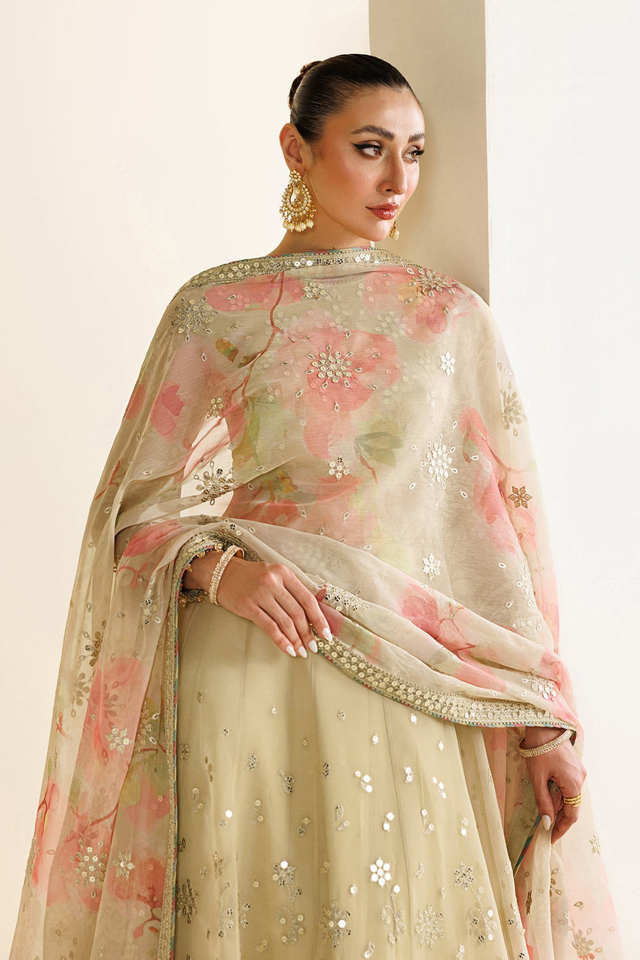 Embroidered Chiffon 3-Piece Formal Suit with Printed Dupatta