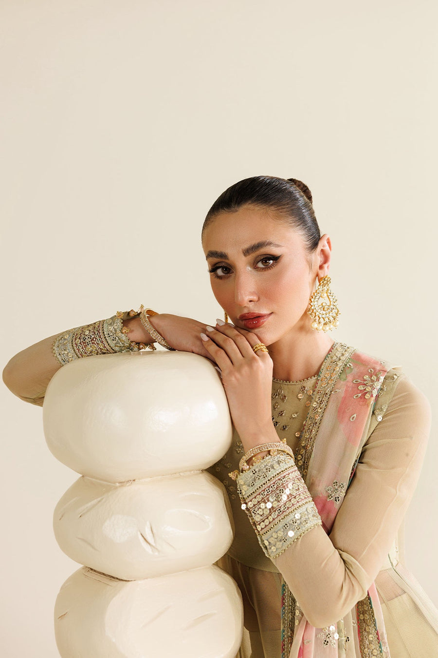 Embroidered Chiffon 3-Piece Formal Suit with Printed Dupatta