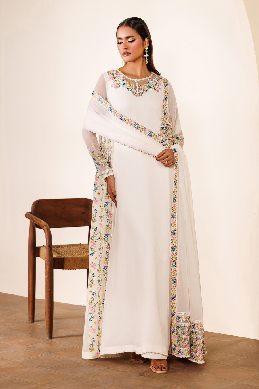 Embroidered Chiffon 3-Piece Formal Suit | EMC 24