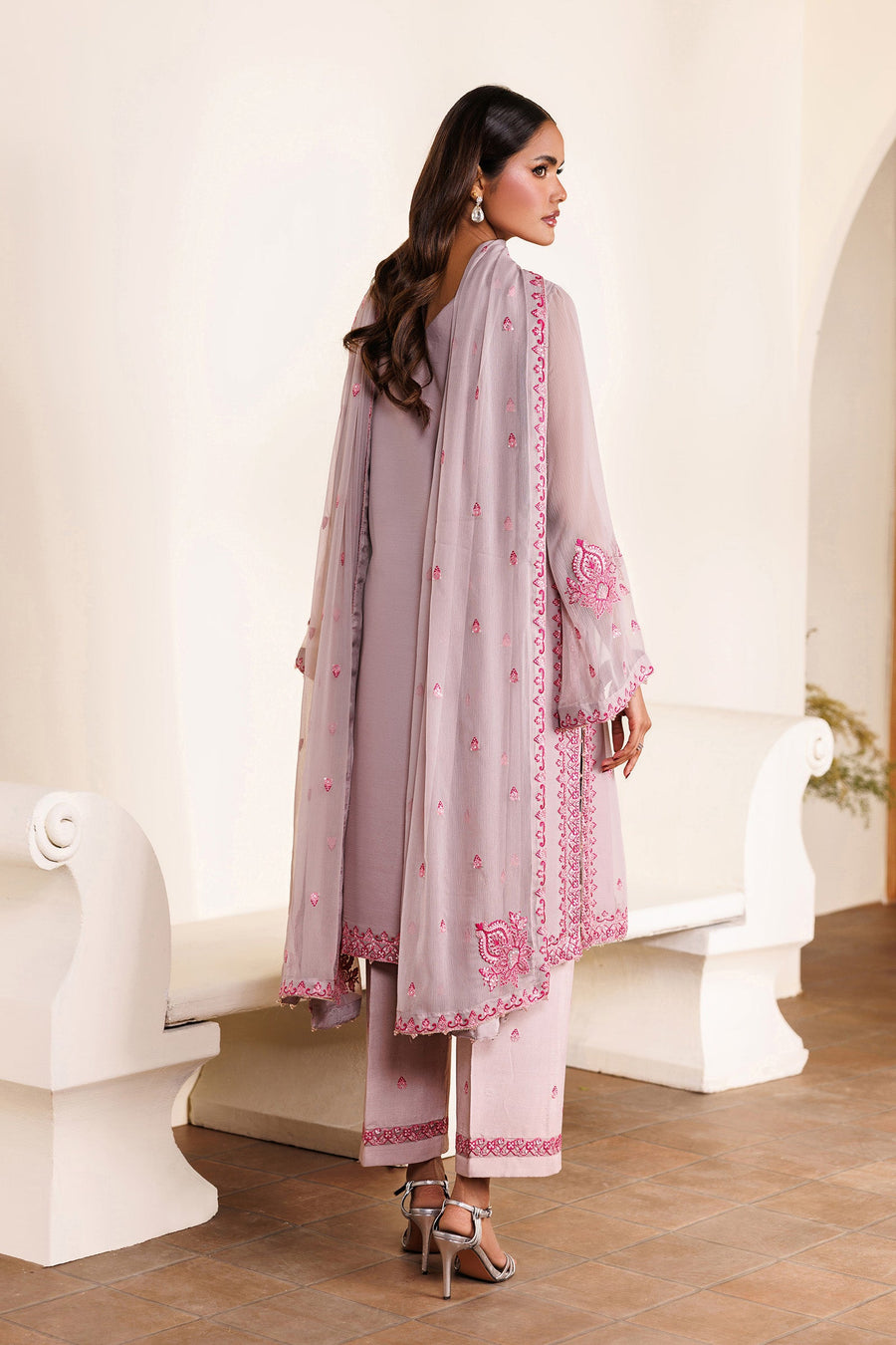 Embroidered Chiffon 3-Piece Formal Suit | EMC 25