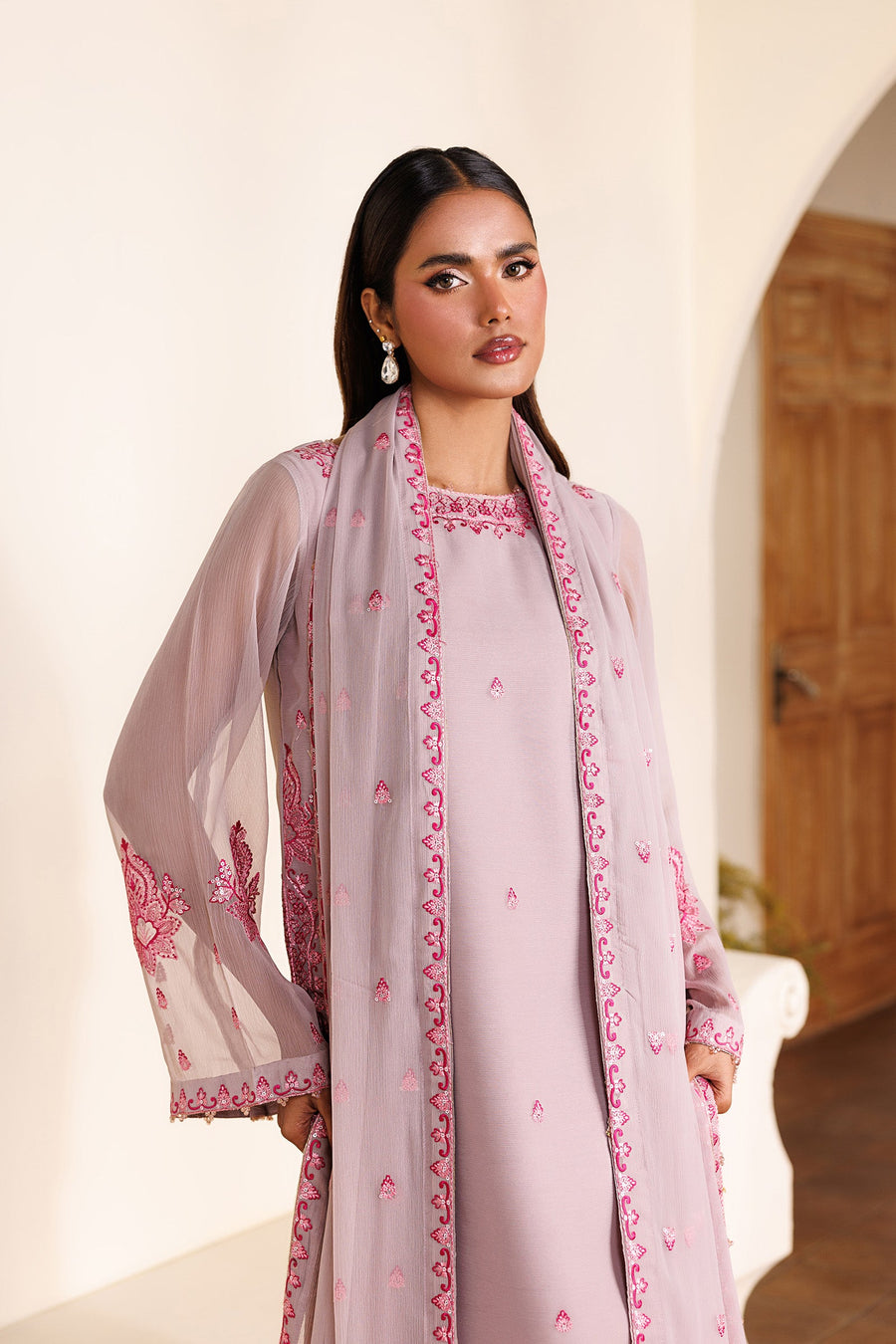 Embroidered Chiffon 3-Piece Formal Suit | EMC 25
