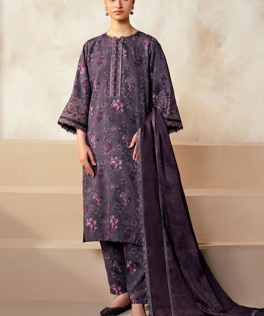 EMBROIDERED KHADDAR 3-Piece